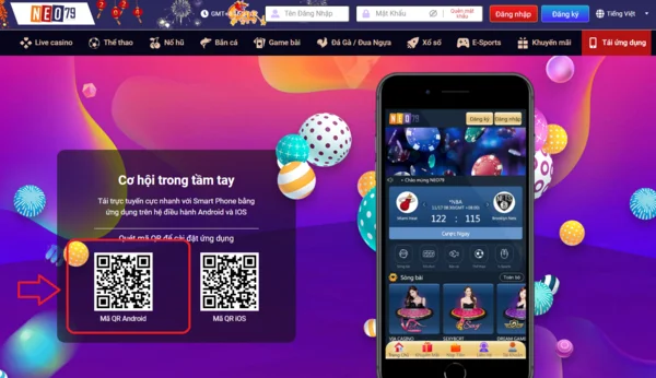 Quét mã QR tương ứng để tải app NEO79 cho Android