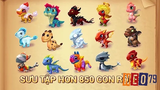 Đa dạng những nhân vật khác nhau trong game Dragon Mania Legends cho người chơi lựa chọn